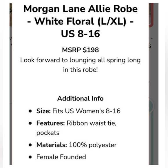 Morgan Lane Pink Floral Satin Wrap Robe - Picture 5 of 5